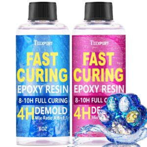 teexpert fast curing epoxy resin: 16oz 4 hours demold 8 hours fast curing crystal clear high gloss epoxy resin kit for jewelry diy art craft casting