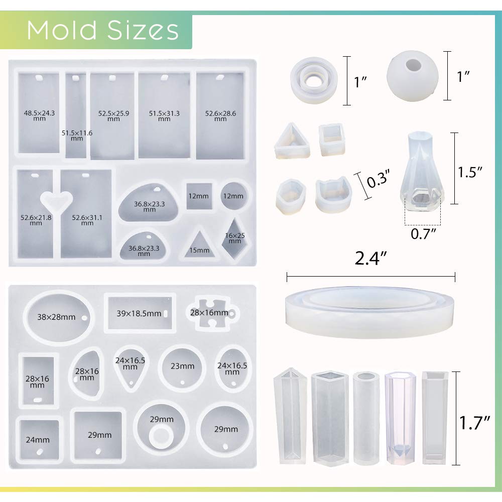 LET'S RESIN Jewelry Making Kit with 16 Silicone Molds, 100 Eye Pins, and Tools for Resin Crafts