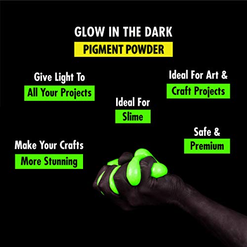 Glow in the Dark Powder –(Pack of 12) Luminous Pigment Powder Fluorescent UV Neon Color Changing luminescent Phosphorescent Thermochromic Dye Dust Glo for Slime Nails Resin Acrylic Paint Ink Non-Toxic