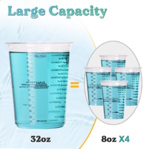 LET'S RESIN Resin Mixing Cups, 50pcs 32oz(1000ml) 2 Scales Accurate Paint Mixing Cup with Protective Gloves, Sturdy & Thick Disposable Measuring Cups for Paint, LET'S RESIN Auto Mixer