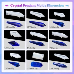 LET'S RESIN Resin Molds 18Pcs Pendulum Crystal Molds for Resin, Silicone Molds for Resin,Multi-Facet Resin Jewelry Molds for Quartz Crystals Pendants, Resin Necklace,UV Resin