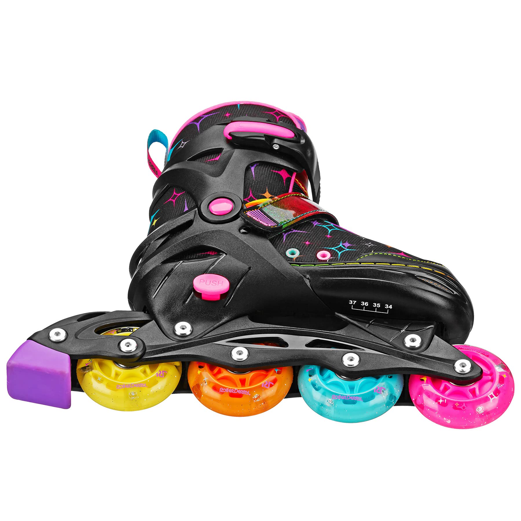 Roller Derby Stryde Youth Adjustable Inline Lighted Wheel Skates Medium Black/Pink