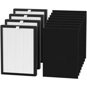 prohepa 9000 hepa replacement filter compatible with veva prohepa 9000 air puri-fier, including 4 true hepa filters & 8 carbon filters