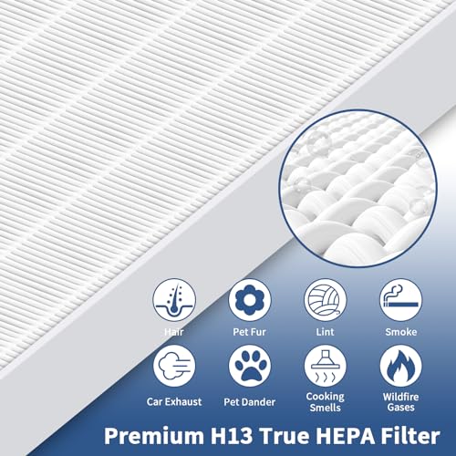 Air Purifier HEPA Filter R Replacement for Honeywell Air Purifier HPA100/200/300 and 5000 Series, 6 Pack True HEPA Filter Compatible with Honeywell R Filter (HRF-R3 & HRF-R2 & HRF-R1)