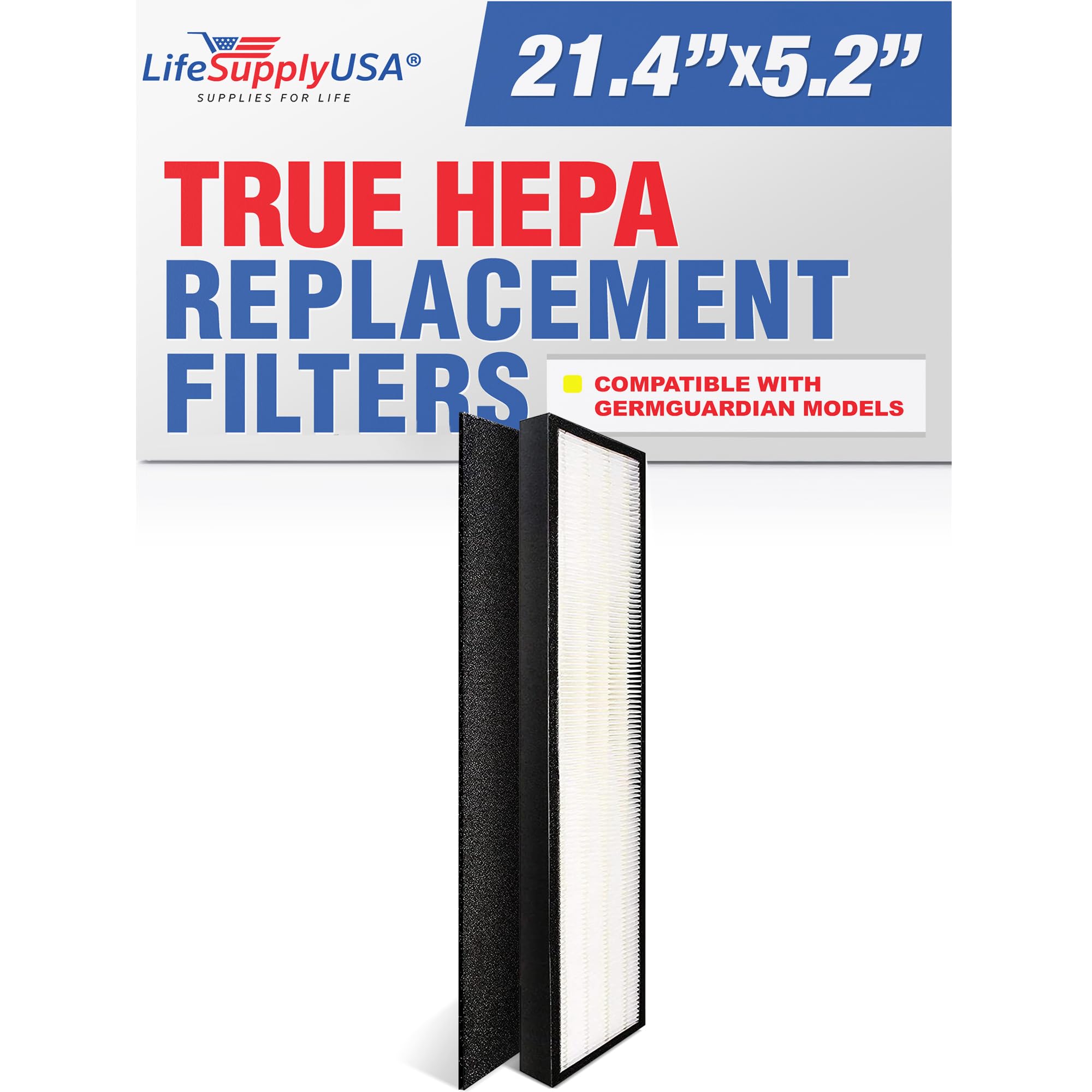 LifeSupplyUSA True HEPA Replacement Compatible with GermGuardian FLT5000/FLT5111 AC5000 Series Air Cleaners, Filter C