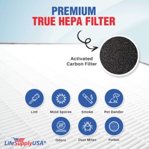 LifeSupplyUSA True HEPA Replacement Compatible with GermGuardian FLT5000/FLT5111 AC5000 Series Air Cleaners, Filter C