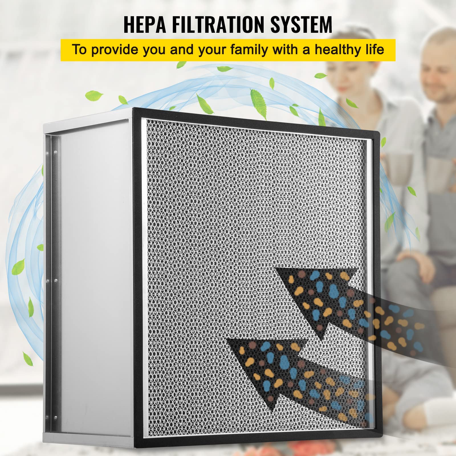 VEVOR Filter Replacement, 24'' x 24'' x 11.5'' AC Filter, HEPA Pleated Air Filter, Air Filter Replacement with Galvanized Frame, 99.97% Standard Filter Compatible for HEPA Filter Novair 2000