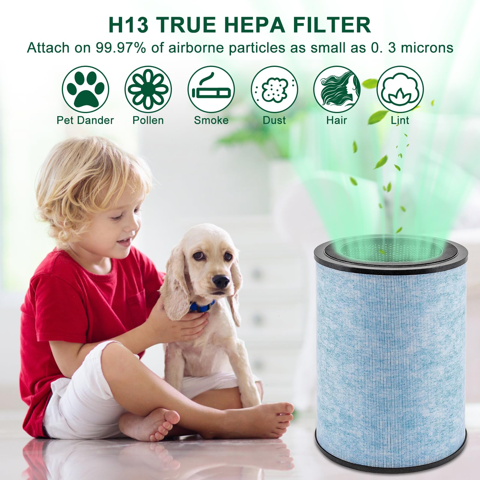 2 Pack for Instant AP300 Filter Replacement, H13 True HEPA Filter, and Activated Carbon Filter, Compatible with Instant AP300, Compare to F300 Filter