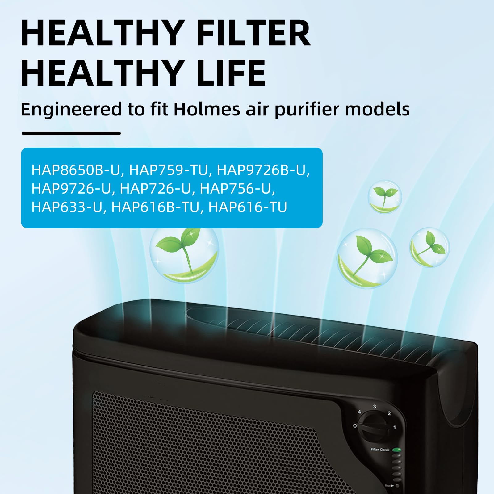 HAPF600 HEPA Filter Replacement for Holmes Air Purifier Filter B - Compatible with HAPF8650 HAP615 HAP625 HAP650 HAPF600D-U2 (3 HEPA Filters & 3 Carbon Pre-filters)