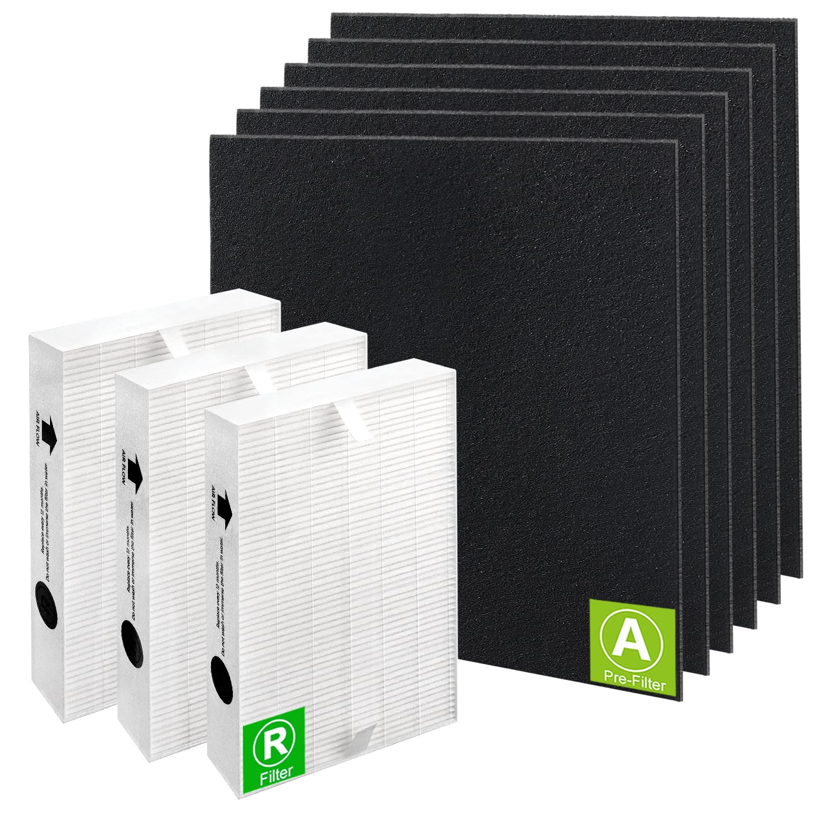 3 Pack HPA300 HEPA Filter Replacement for Honeywell Air Purifiers Filter HPA300 Series & Filter R - HPA300, HPA304, HPA8350,HPA300VP Replace HRF-R3 HRF-AP1(with 6 Activated Carbon Pre Filters)