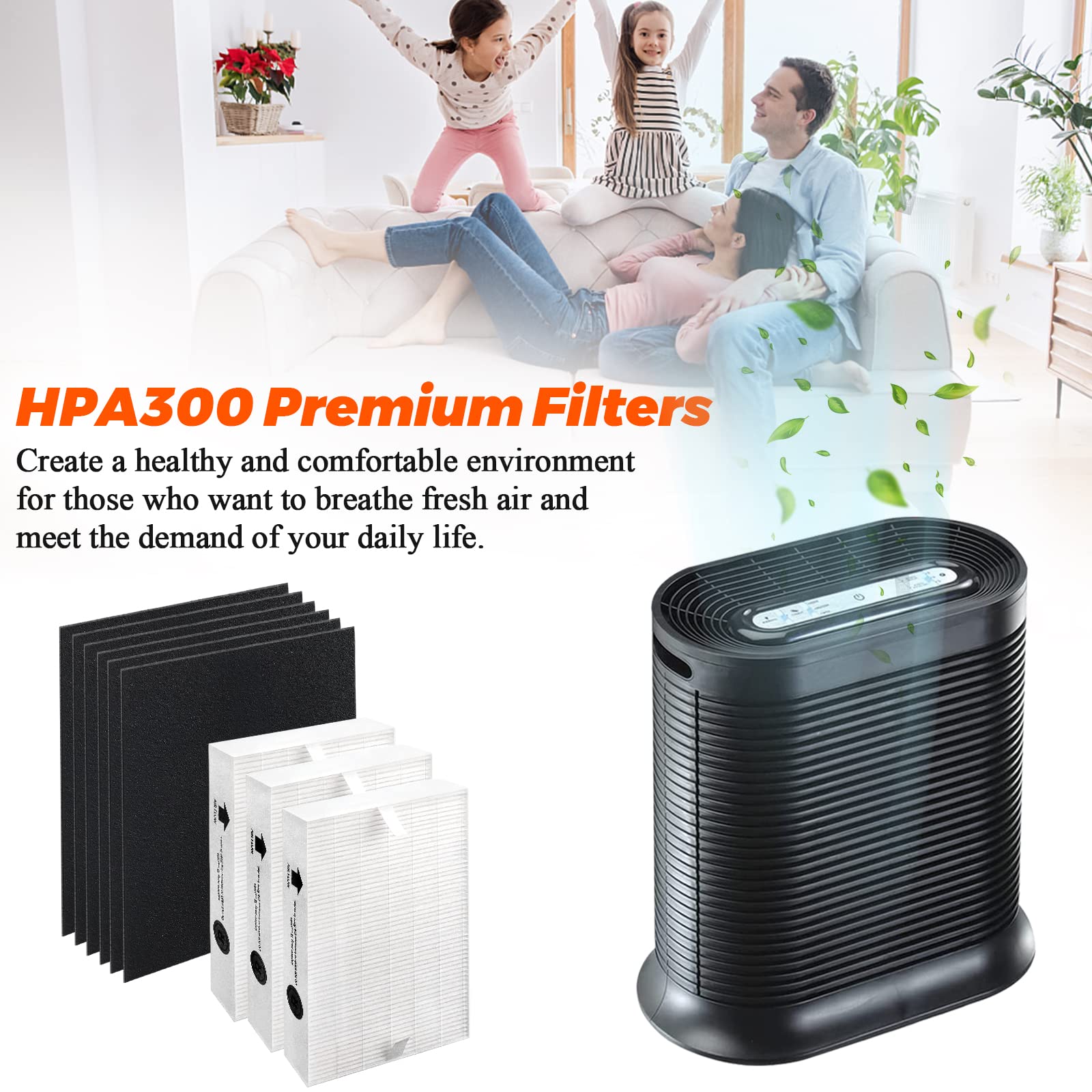 3 Pack HPA300 HEPA Filter Replacement for Honeywell Air Purifiers Filter HPA300 Series & Filter R - HPA300, HPA304, HPA8350,HPA300VP Replace HRF-R3 HRF-AP1(with 6 Activated Carbon Pre Filters)