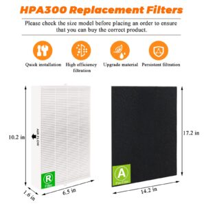 3 Pack HPA300 HEPA Filter Replacement for Honeywell Air Purifiers Filter HPA300 Series & Filter R - HPA300, HPA304, HPA8350,HPA300VP Replace HRF-R3 HRF-AP1(with 6 Activated Carbon Pre Filters)