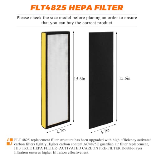 FLT4825 HEPA Filter B Replacement-Compatible with Guardian Air Purifier Models-Replaces AC4820, CDAP4500BAC, AC4800, AC4300 AC4900CA AC4825 AC4825E by Blutoget -2 H13 HEPA Filters 8 Carbon Pre-Filters