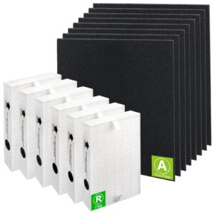 6pack hpa300 hepa filter replacement for honeywell air purifiers filter hpa300 series - hpa300, hpa304, hpa8350, hpa300vp- replace hrf-r3 hrf-ap1 with 8 pack activated carbon pre-filter