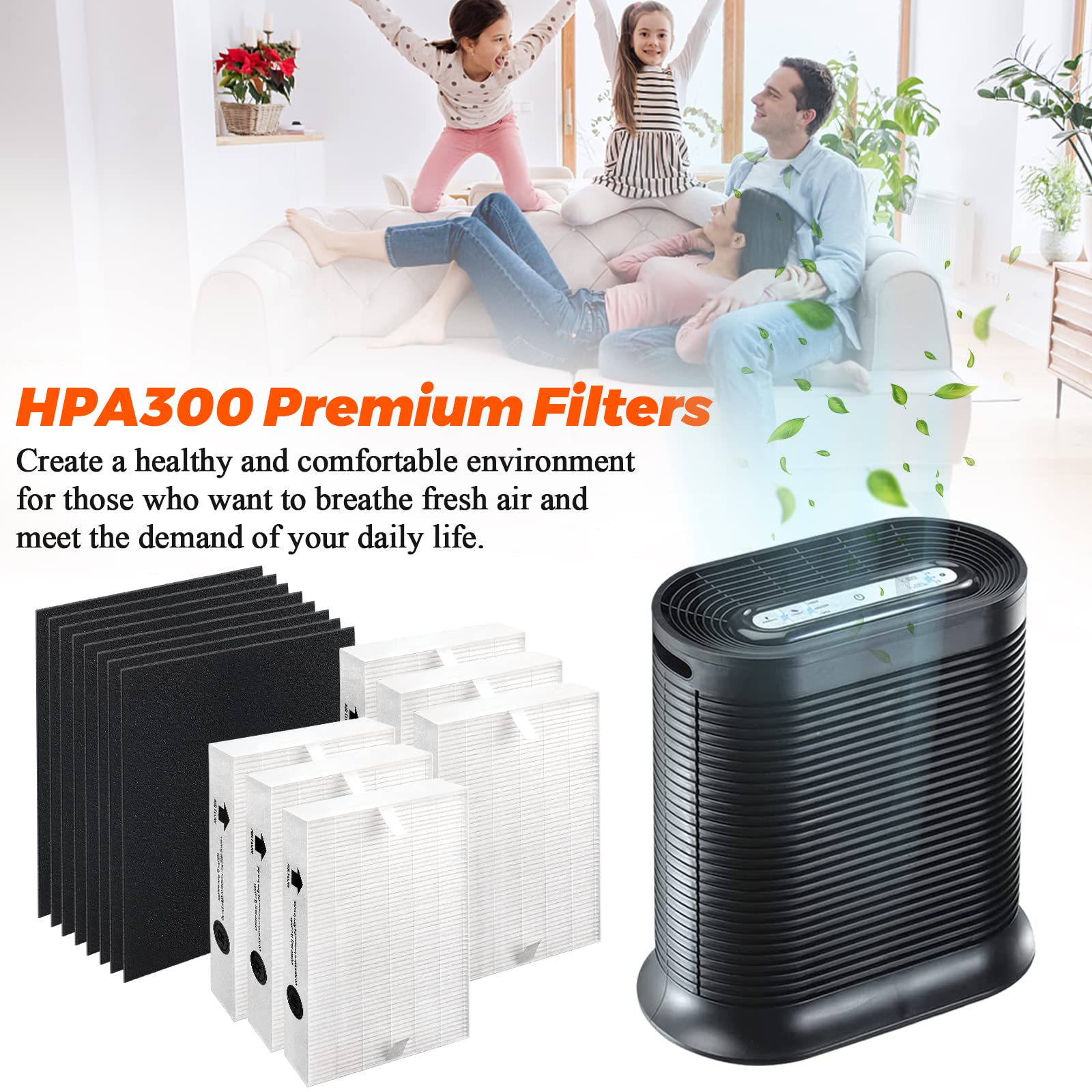 6Pack HPA300 HEPA Filter Replacement for Honeywell Air Purifiers Filter HPA300 Series - HPA300, HPA304, HPA8350, HPA300VP- Replace HRF-R3 HRF-AP1 with 8 Pack Activated Carbon Pre-Filter