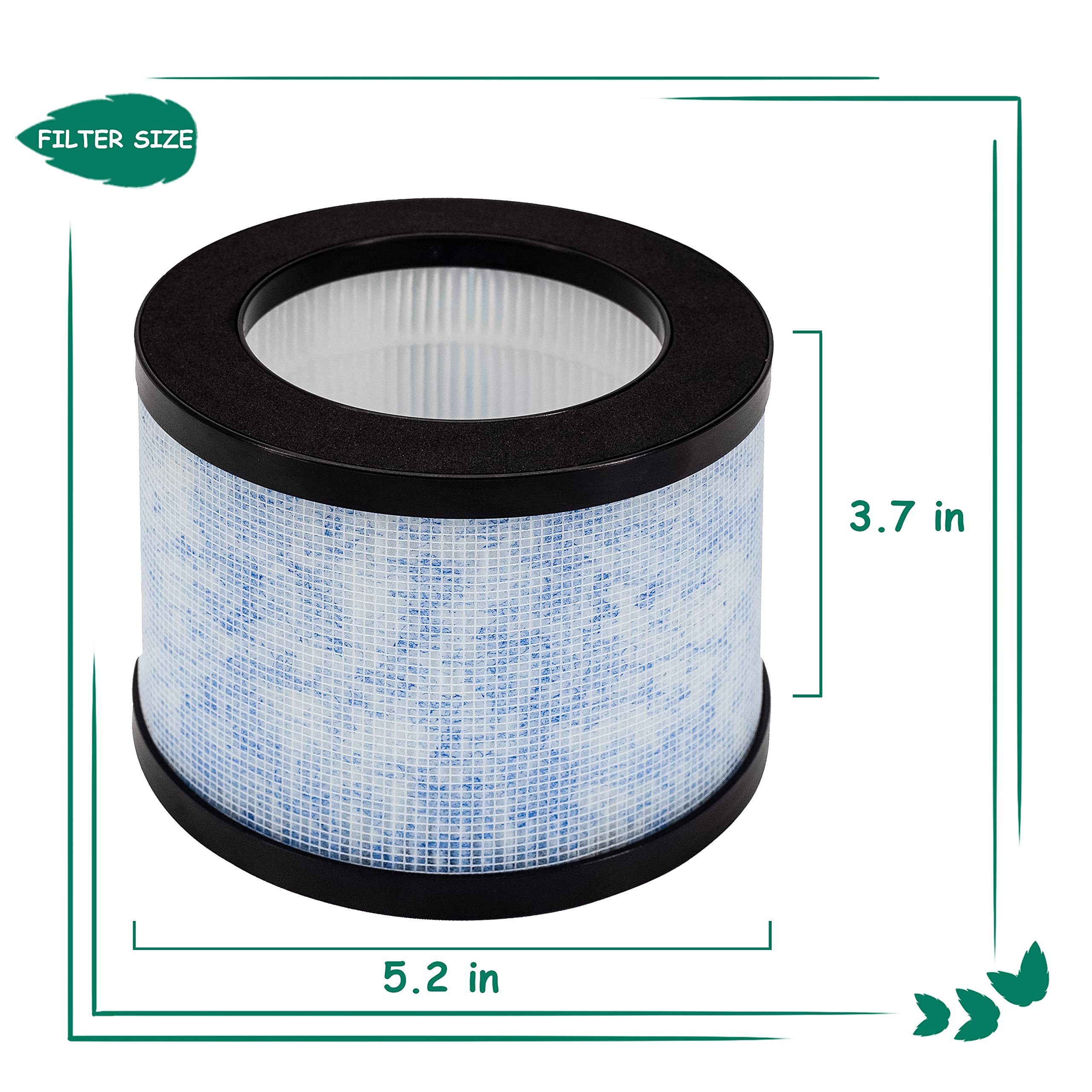 Asheviller DH-JH01 True HEPA Replacement Filter, Compatible with AROEVE and Kloudi Air Purifier DH-JH01, Intelabe EPI080/EP1080, and Elechomes EPI081/EP1081 Air Purifier, 2Pack