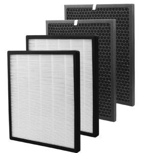 LV-PUR131 Replacement Filters Compatible with LEVOIT LV-PUR131 and LV-PUR131S Air Purifier, LV-PUR131-RF, 2 Pack True HEPA and Activated Carbon Filters (2 HEPA + 2 Carbon Filters)