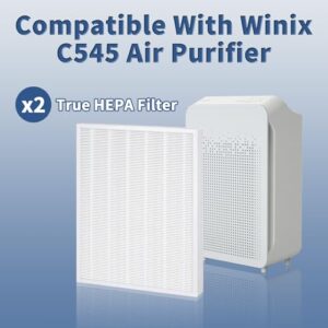 2 Pack C545 True HEPA Replacement Filter S Compatible with Winix C545, B151, P150, 9300 Air Purifier Replacement for Winix S Filter Part 1712-0096-00 and 2522-0058-00