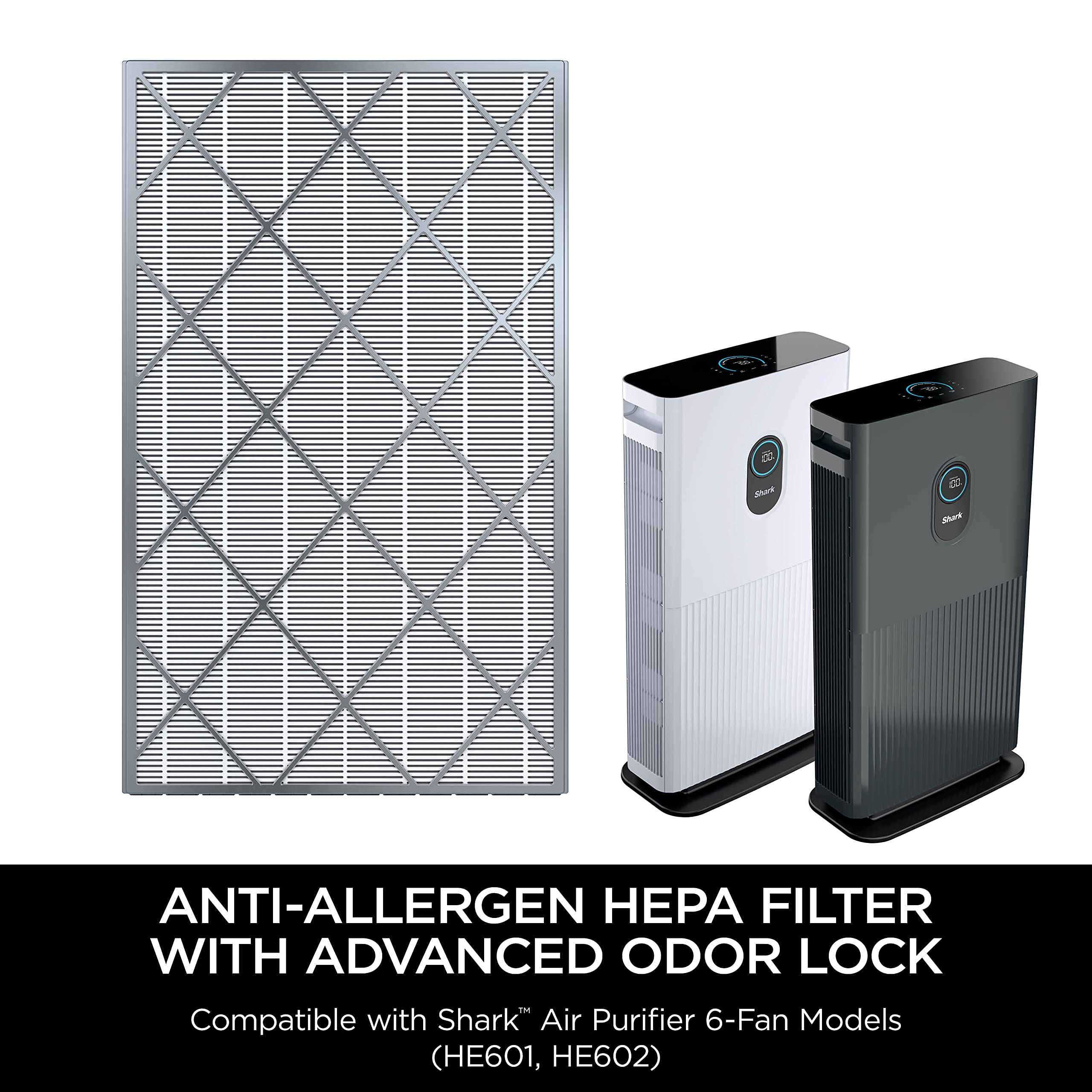 Shark HE6FKPET Anti-Allergen Hepa Filter with Advanced Odor Lock, Air Purifier 6 (HE601 & HE602), White