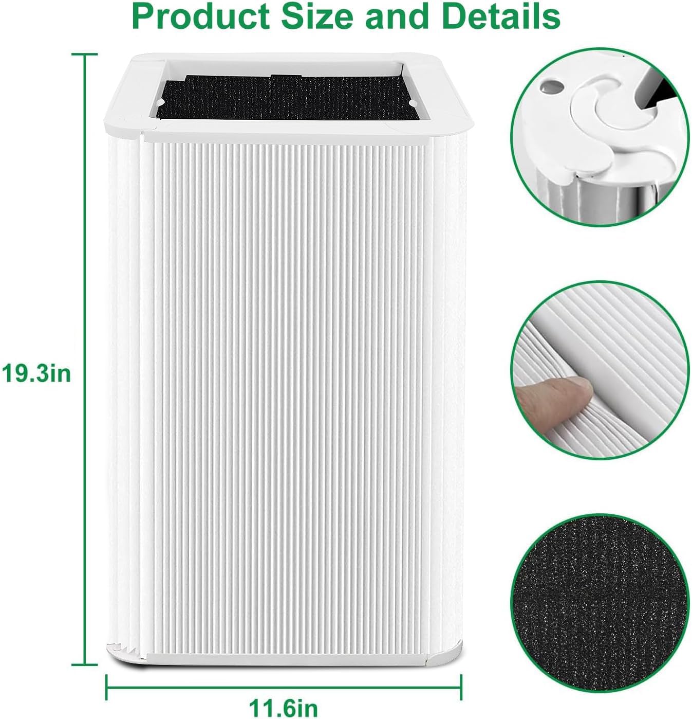 121 Replacement Filter Compatible with Blueair Blue Pure 121, H13 True HEPA Filter Particle and Activated Carbon Replacement Filter(1Pack)