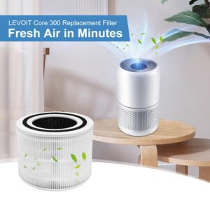 Core 300 Replacement Filter for LEVOIT Air Purifier Core 300 and Core 300S Purifier, 3-in-1 H13 True HEPA Filter Replacement, Compared to Part # Core 300-RF, Efficiency Activated Carbon, 1 Pack