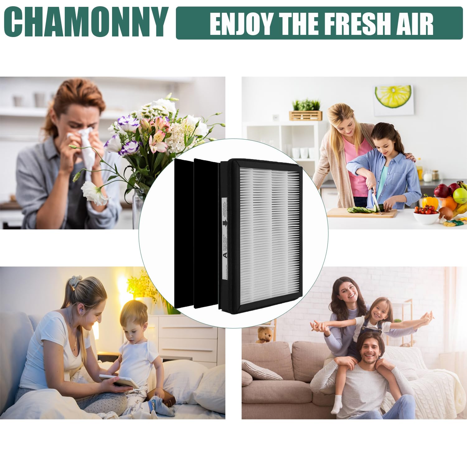 CHAMONNY IAF-H-100A True HEPA Idylis A Replacement Filter, Compatible with Filtrete FAP-C01-A and IDYLIS AC-2119, IAP-10-100, IAPC-40-140, IAP-10-150 Air Purifier, 2 HEPA Filters + 4 Pre-filters