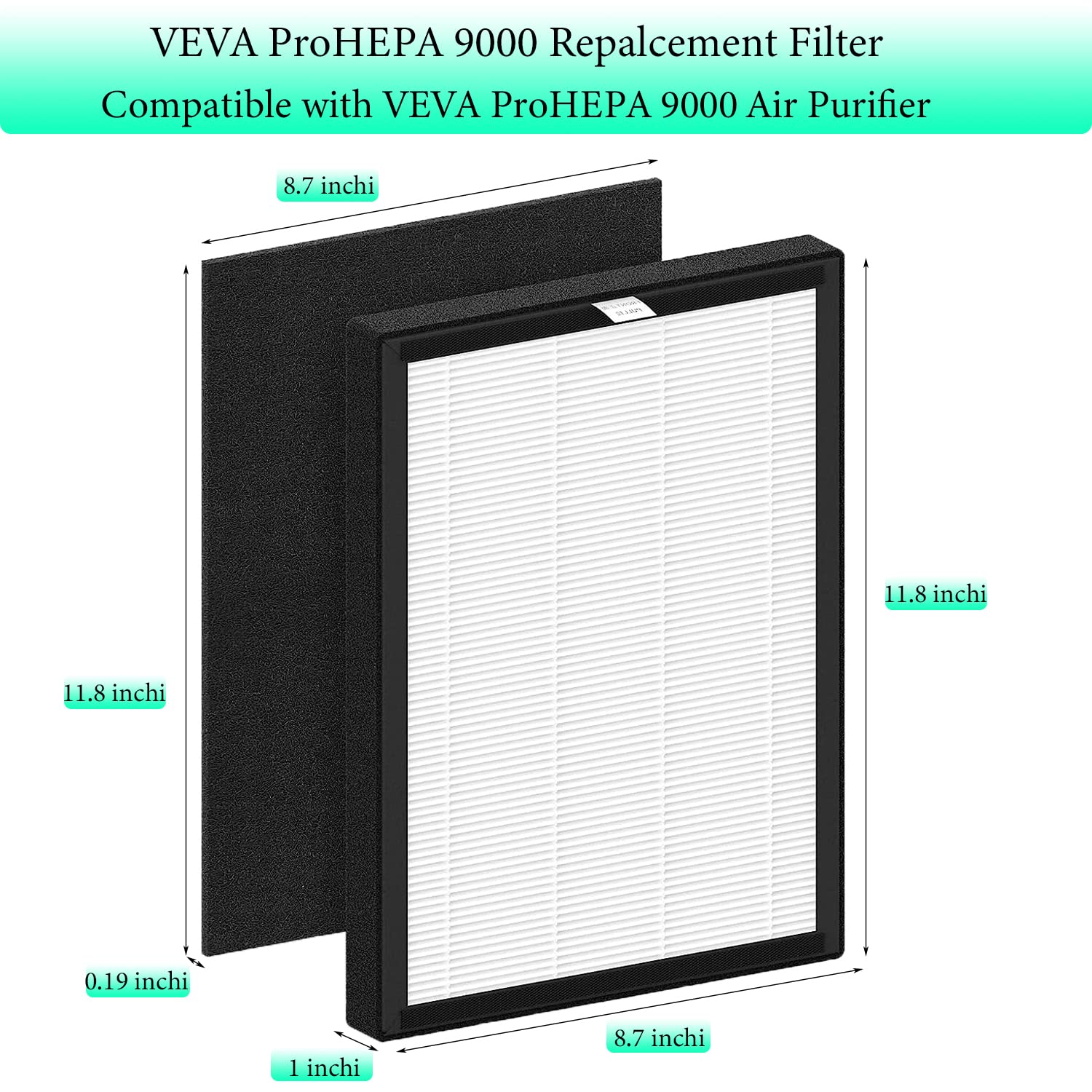 Nyingchi ProHEPA 9000 Replacement Filter,Compatible with VEVA ProHEPA 9000 Air Purifier,Including 3 True HEPA Filters & 6 Activated Carbon Filters