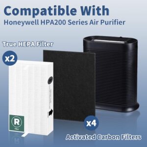 HPA200 Replacement Filters for Honeywell HPA200 HRF-ARVP200 Series Air Purifiers HPA200, HPA201, HA202, HPA204, HPA250, 2 HEPA R Replacement Filters and 4 A Carbon Pre-Cut Pre-Filters