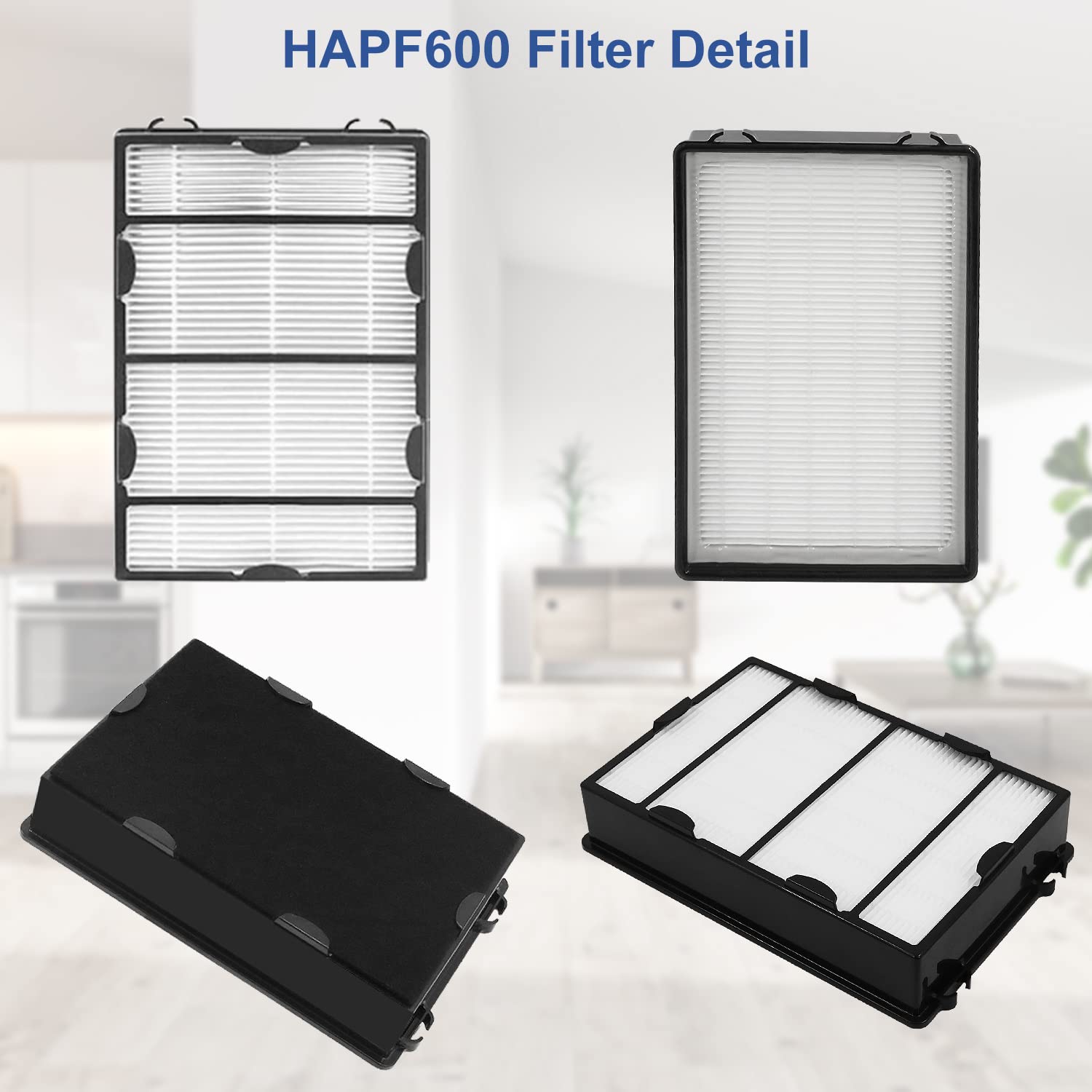 HAPF600 HEPA Filter Replacement for Holmes HAPF600 Air Puri-fier, 4 HEPA Filter + Carbon Pre-filters, Part#HAPF600 HAPF600D HAPF600D-U2 HAP615 HAP625 HAP650 HAP725 HAP750