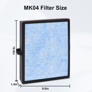 MK04 Replacement Filter Compatible With Aroeve - H13 Hepa Filter Replacement For Filte Pet Dander,4 Pack Replacement Filter For Bedroom And Office, Part #MK04LX