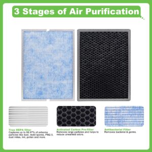 Hichoryer【Upgraded】MSA3 Air Purifier Replacement Filter,Compatible with Membrane Solutions Air Purifier MSA3 & MSA3S, 3-in-1 H13 True HEPA Filter with Odaller Pure Technology, 2 Pack