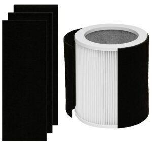 CHAMONNY H-HF400-VP Filter Replacement, Compatible with Hunter H-HF400-VP, H-PF400 and Hunter HP400 Cylindrical Tower Air Purifier, 1 True HEPA Filter + 4 Pre-Carbon Filters