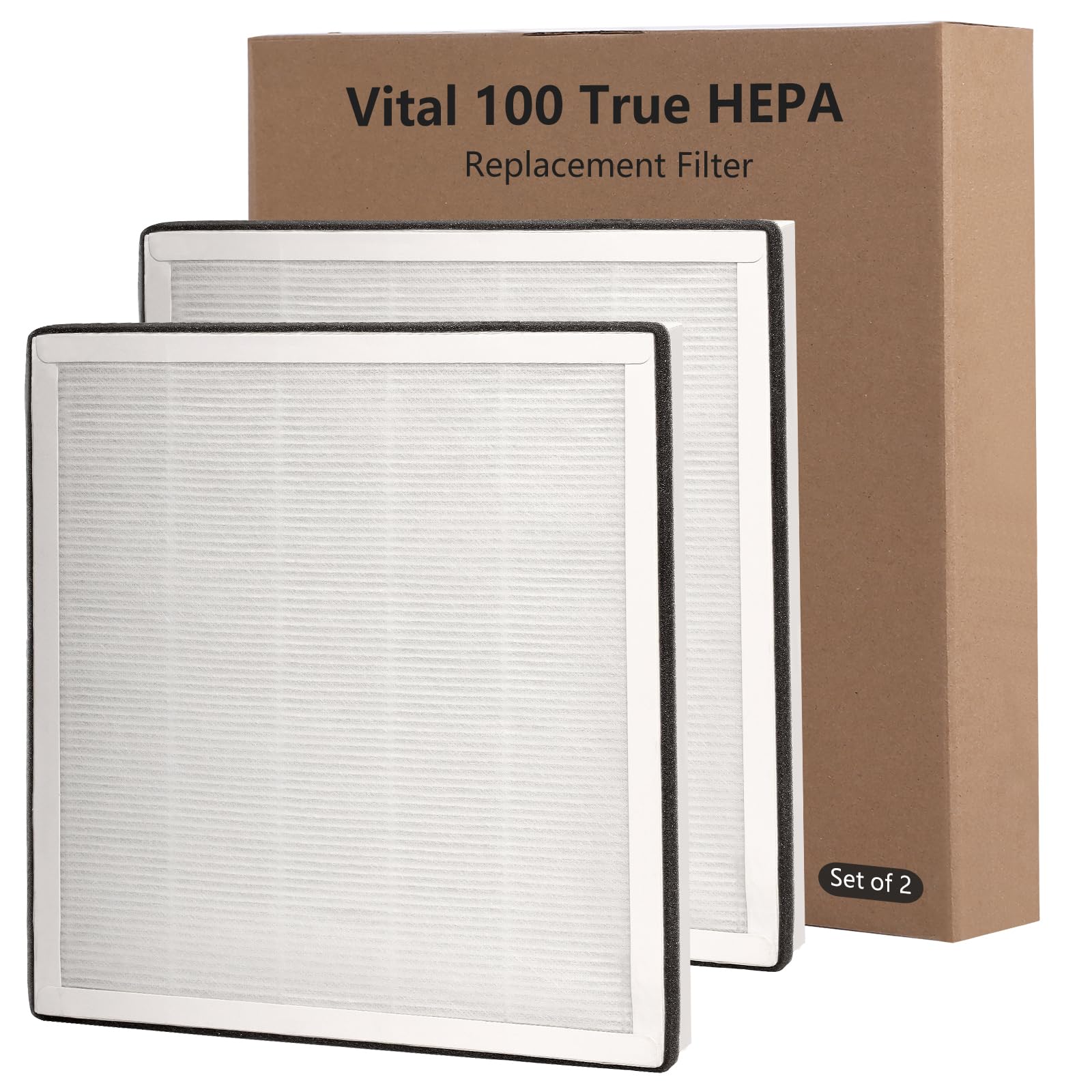 UTHIC 2 Pack Vital 100 True HEPA Replacement Filter Compatible with LEVOIT Vital 100 Air Purifier, H13 True HEPA and High-Efficiency Activated Carbon Filter Set