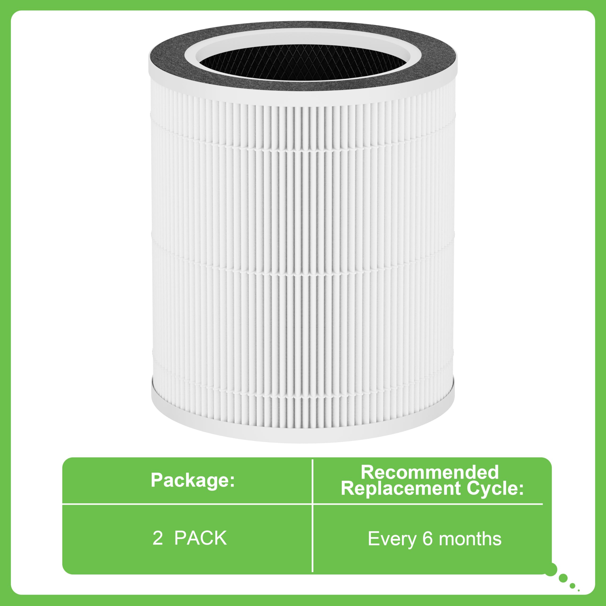 Hichoryer VK-6067B H13 True HEPA Replacement Filter, Compatible with HOKEKI VK-6067B and Vremi Air Purifier, 3-in-1 H13 Grade True HEPA and Activated Carbon Filter, 2Pack