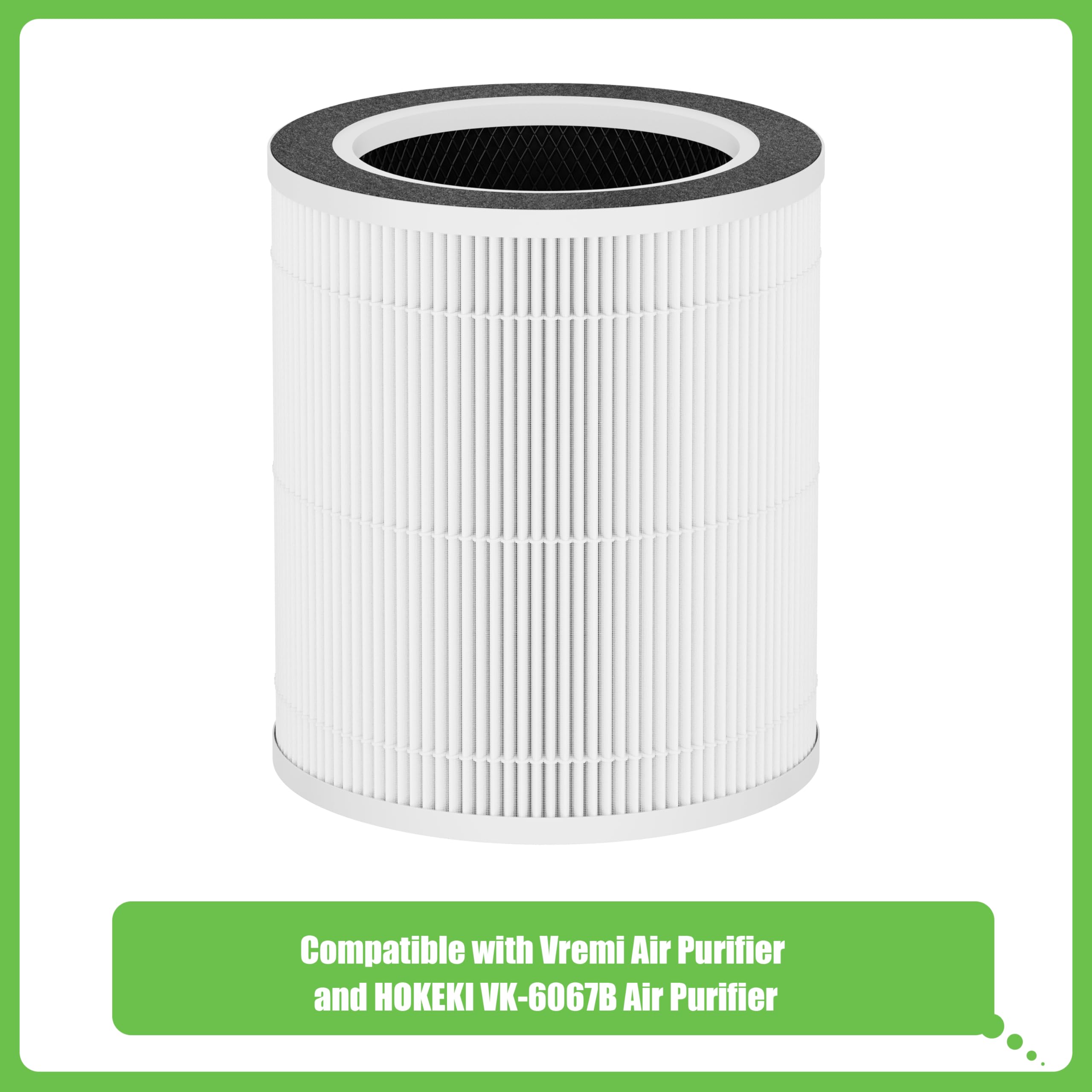 Hichoryer VK-6067B H13 True HEPA Replacement Filter, Compatible with HOKEKI VK-6067B and Vremi Air Purifier, 3-in-1 H13 Grade True HEPA and Activated Carbon Filter, 2Pack