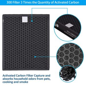 for Coway Airmega 300S Air Purifier Replacement Filter Smart Technology - Compatible with Laukowind 300 / Max 2 True HEPA Filters, Activated Carbon 2-in-1 Filter, Part NO.3111635