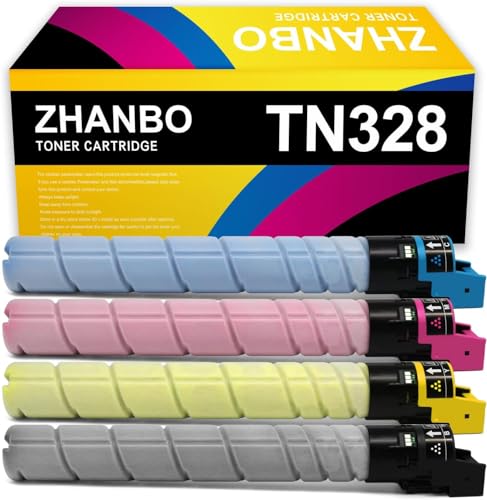 ZHANBO TN328 TN-328 Toner Cartridges Black Cyan Magenta Yellow Replacement for Konica Minolta TN328 Toner Bizhub C300i C360i C250i Printer