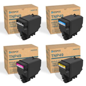 tnp49 high capacity toner cartridge set (4-pack, black/cyan/magenta/yellow) - bigsp compatible tnp49k tnp49c tnp49m tnp49y toner cartridge replacement for konica minolta bizhub c3351, c3851fs printer