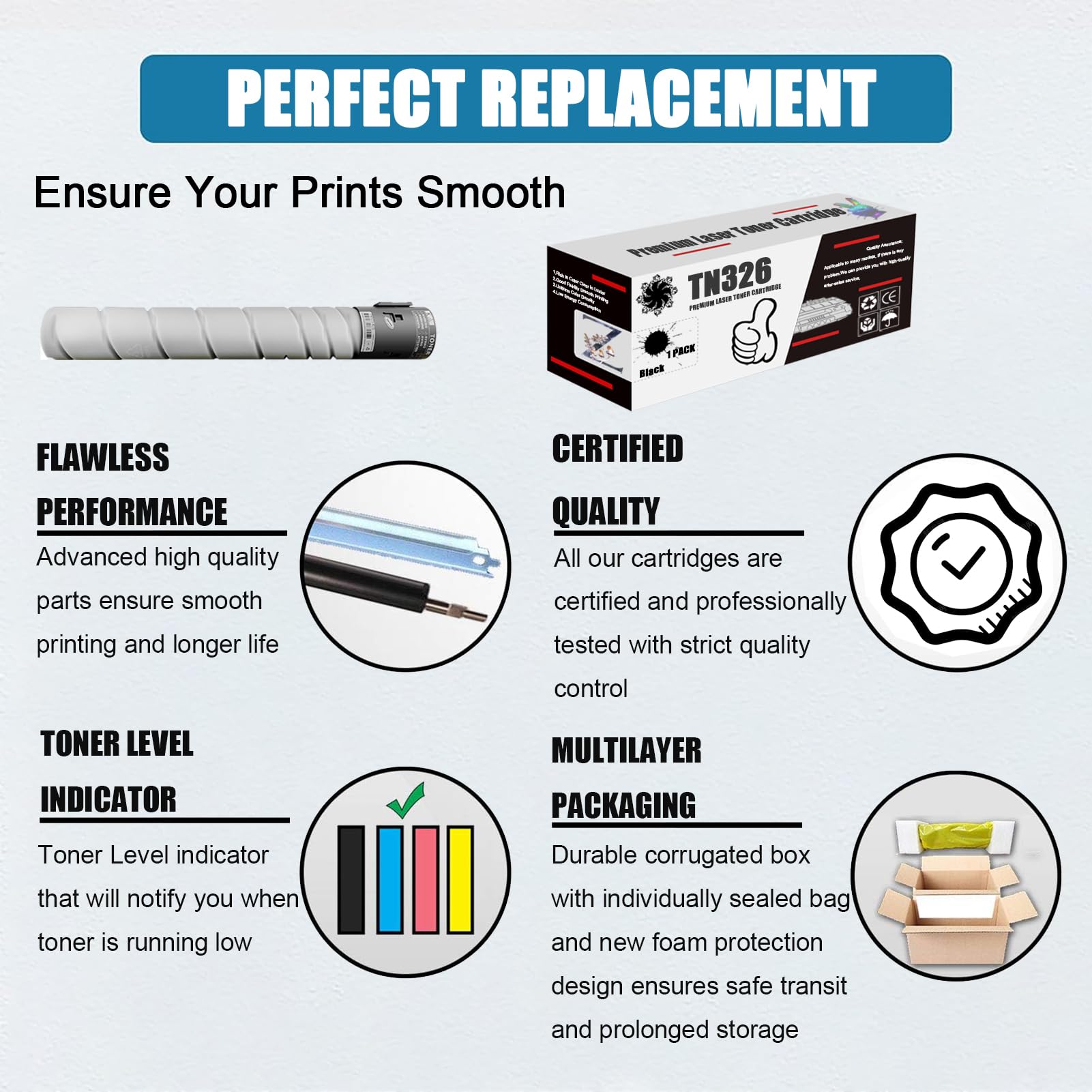 JENKEM Standard Capacity Replacement Compatible for Konica Minolta TN326 Toner Cartridge (with Chip) Work for Konica Minolta Bizhub 308e 368e Printers