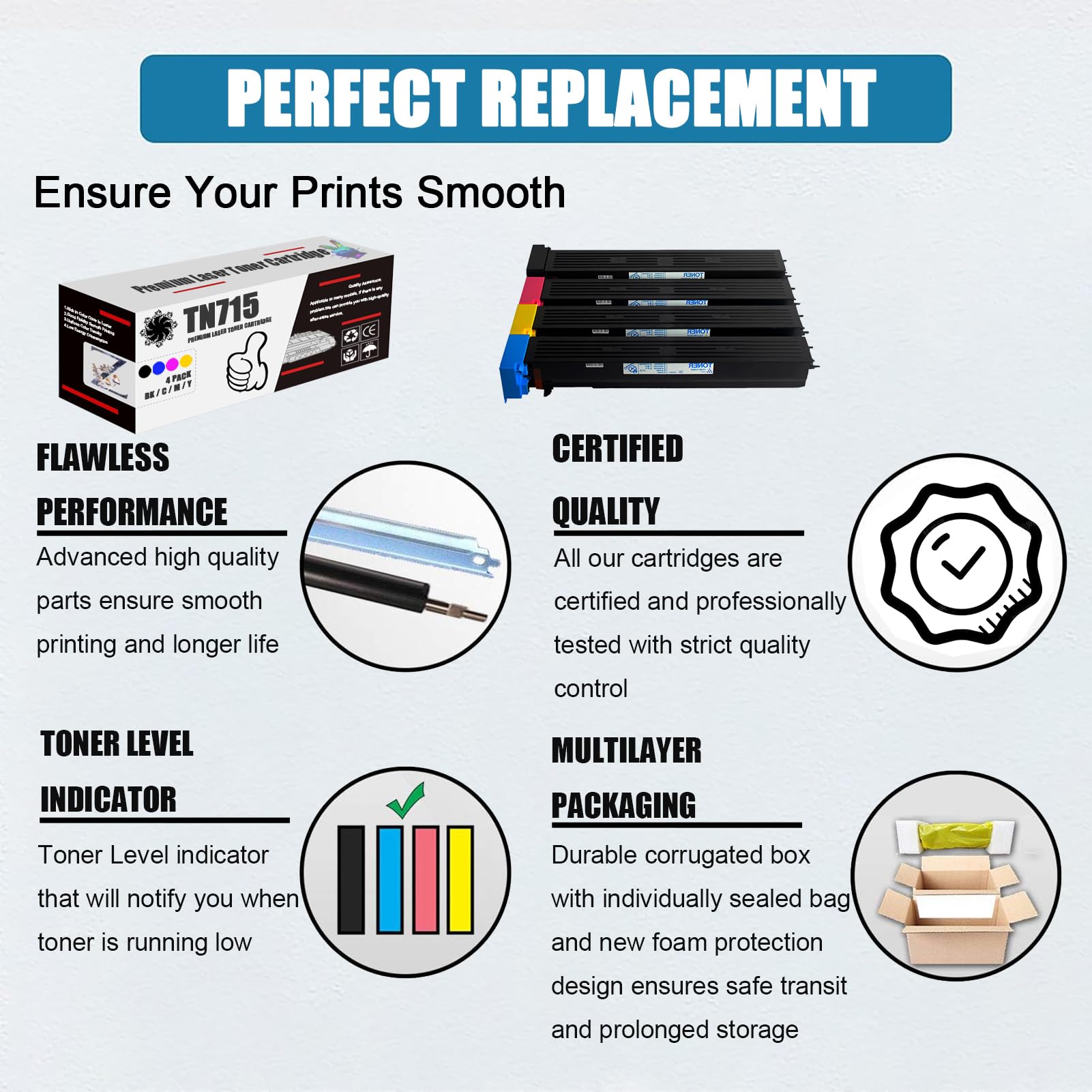 JENKEM High Yield Replacement Compatible for Konica Minolta TN715 Toner Cartridge (with Chip) Work for Konica Minolta Bizhub C750i Printer Combo Pack