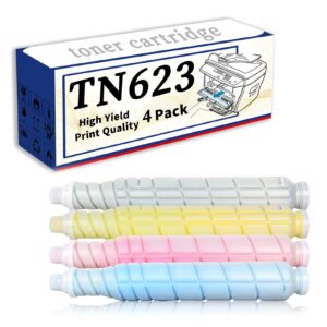 High Yield TN623 Toner Cartridge Compatible Replacement for Konica Minolta Bizhub C71cf Printer 4 Color