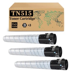nezih for konica minolta tn515 toner cartridge high yield compatible for bizhub 454 454e 554 554e printer black 3 pack