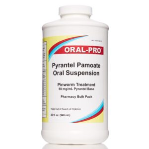 oral-pro, pyrantel pamoate oral suspension 50mg/ml, pinworm treatment for adults and children 32 ounce