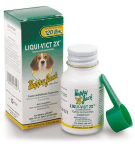 happy jack liqui-vict 2x liquid dog dewormer for large, medium & small breeds (2 oz), wormer removes 2 types of roundworms & 2 types of hookworms, for puppies to seniors to lactating moms