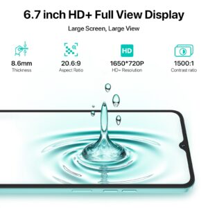 UMIDIGI A15 Cell Phones 16(8+8)G+256G, Android 13 Mobile Phone, 64MP Main Camera Octa Core Smartphone Unlocked 6.7” HD+ Full-View Waterdrop Screen, 5000mAh Battery 20W Fast Charging, 4G Dual SIM, NFC