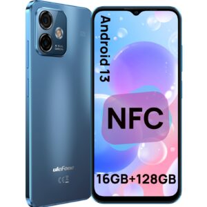 Ulefone Note 16 Pro Unlocked Cell Phones, Up to 16+128GB Smartphone, 50MP+2MP+8MP, Android 13, 6.52” Display, 4400mAh, NFC, Fingerprint/Face Unlocked, 4G Dual SIM Cellphones | Blue