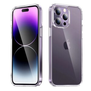 Phone case for iPhone 14 Pro Max 6.7 inches, Non-Yellowing, Crystal Clear, Transparent, Scratch Resistant, Compatible with Wireless Charging, Shock Resistant