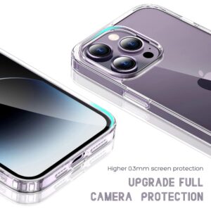 Phone case for iPhone 14 Pro Max 6.7 inches, Non-Yellowing, Crystal Clear, Transparent, Scratch Resistant, Compatible with Wireless Charging, Shock Resistant