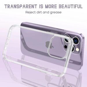 Phone case for iPhone 14 Pro Max 6.7 inches, Non-Yellowing, Crystal Clear, Transparent, Scratch Resistant, Compatible with Wireless Charging, Shock Resistant