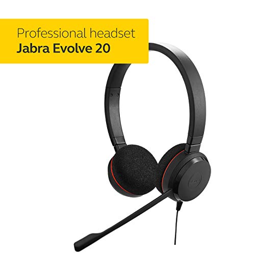 Jabra Evolve 20 UC Wired Headset, Stereo Professional Telephone Headphones for Greater Productivity, Superior Sound for Calls and Music, USB Connection, All Day Comfort Design